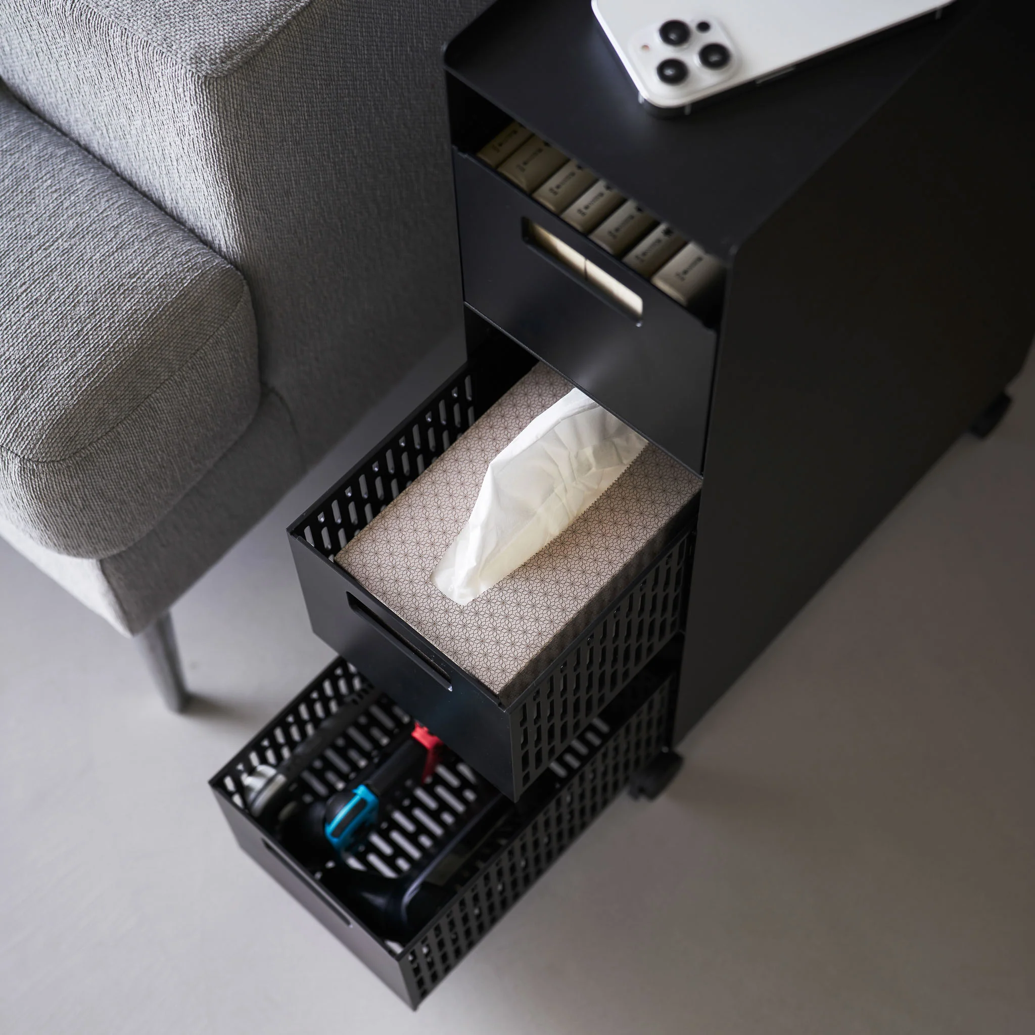 3-Tiered Storage Basket Stand with Casters - Image 8