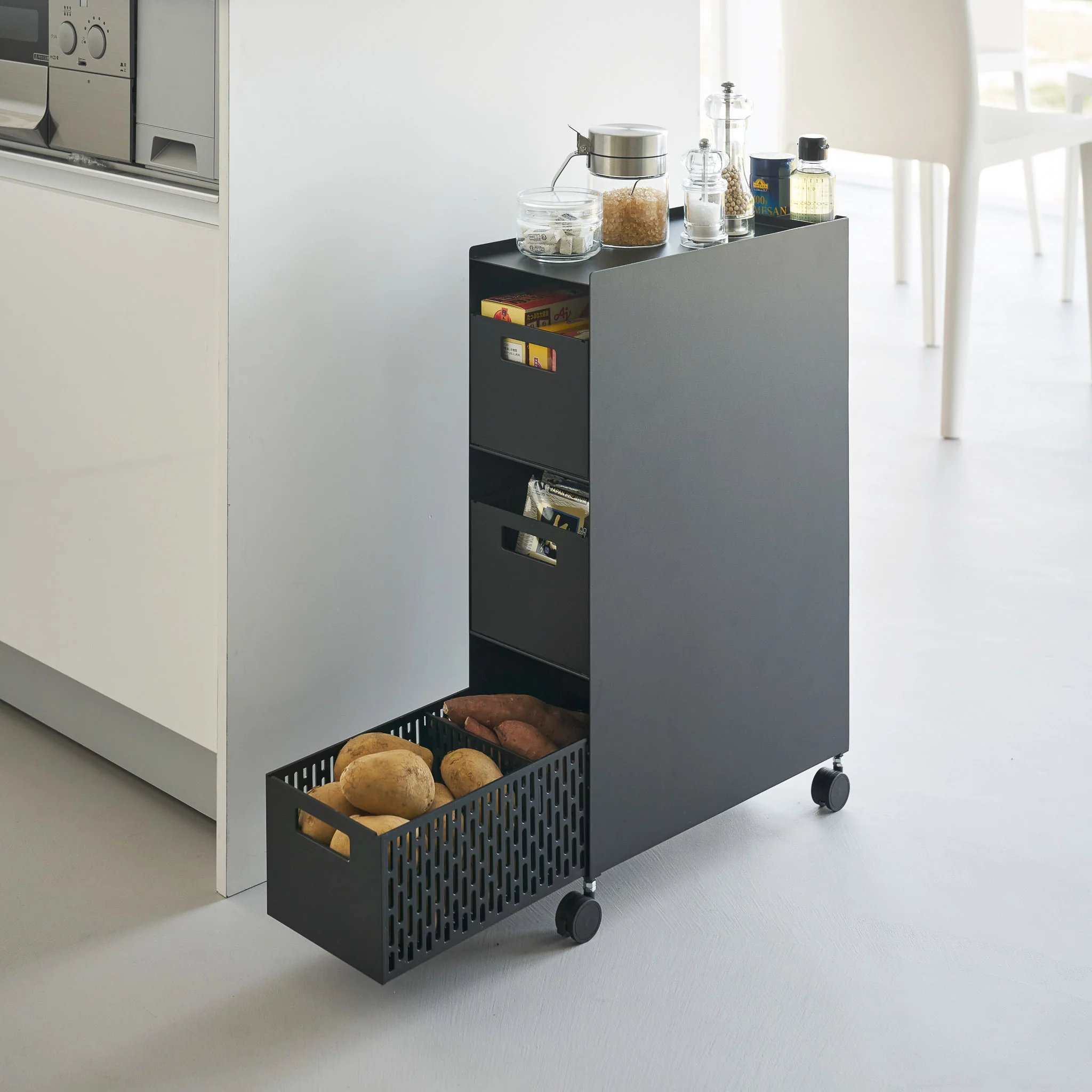 3-Tiered Storage Basket Stand with Casters - Image 9