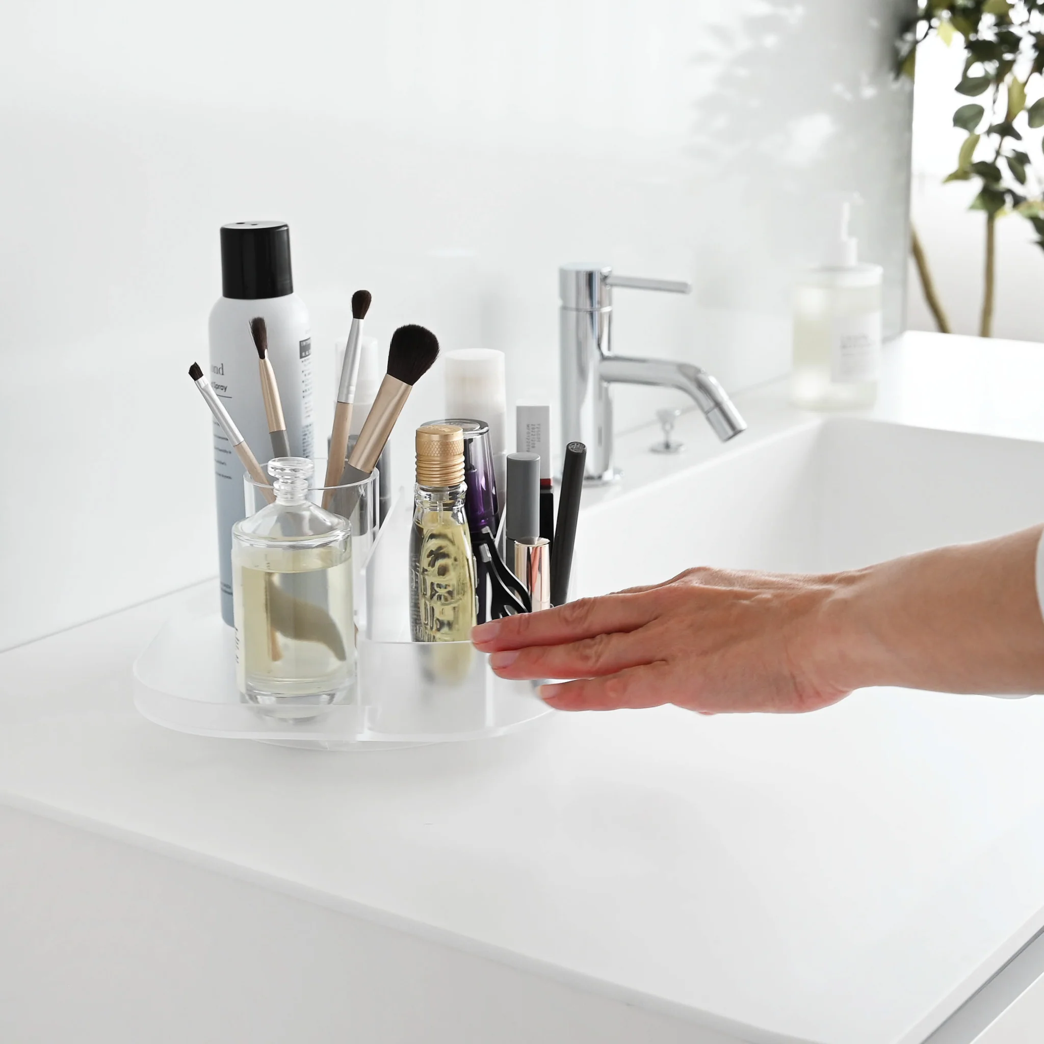 Slim Rotating Storage Tray with Compartments - Image 3