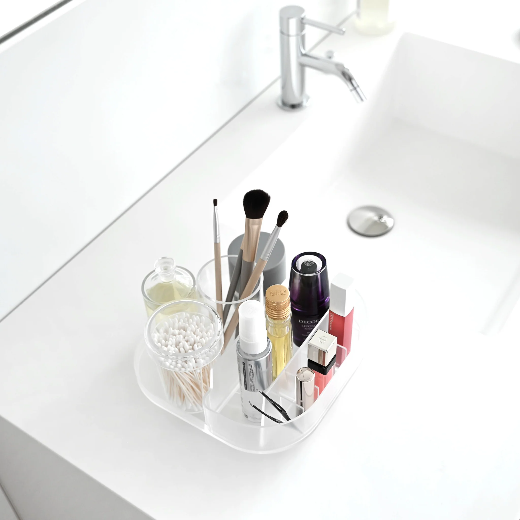 Slim Rotating Storage Tray with Compartments - Image 4