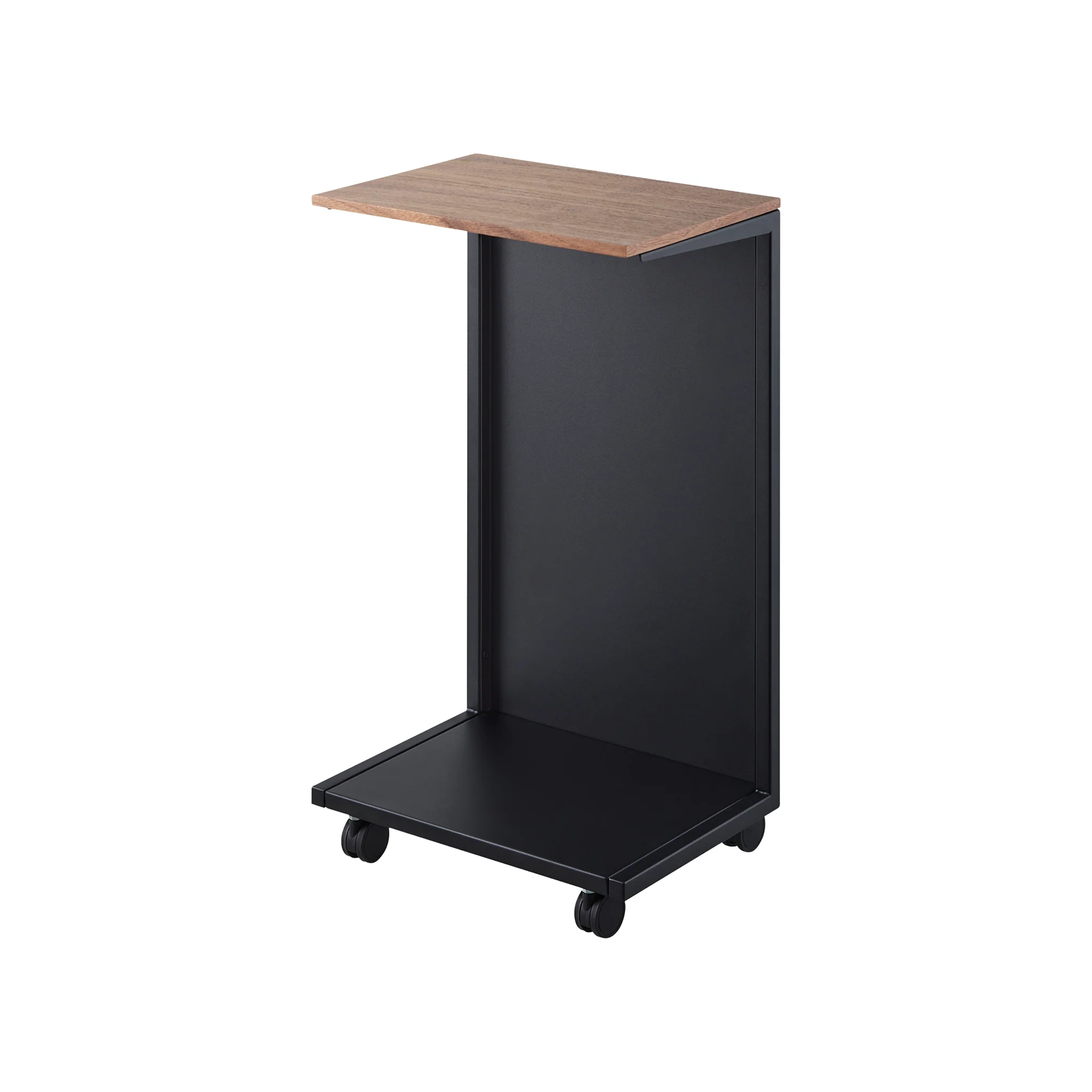Semi-Closed Wood-Top Side Table with Casters - Image 10