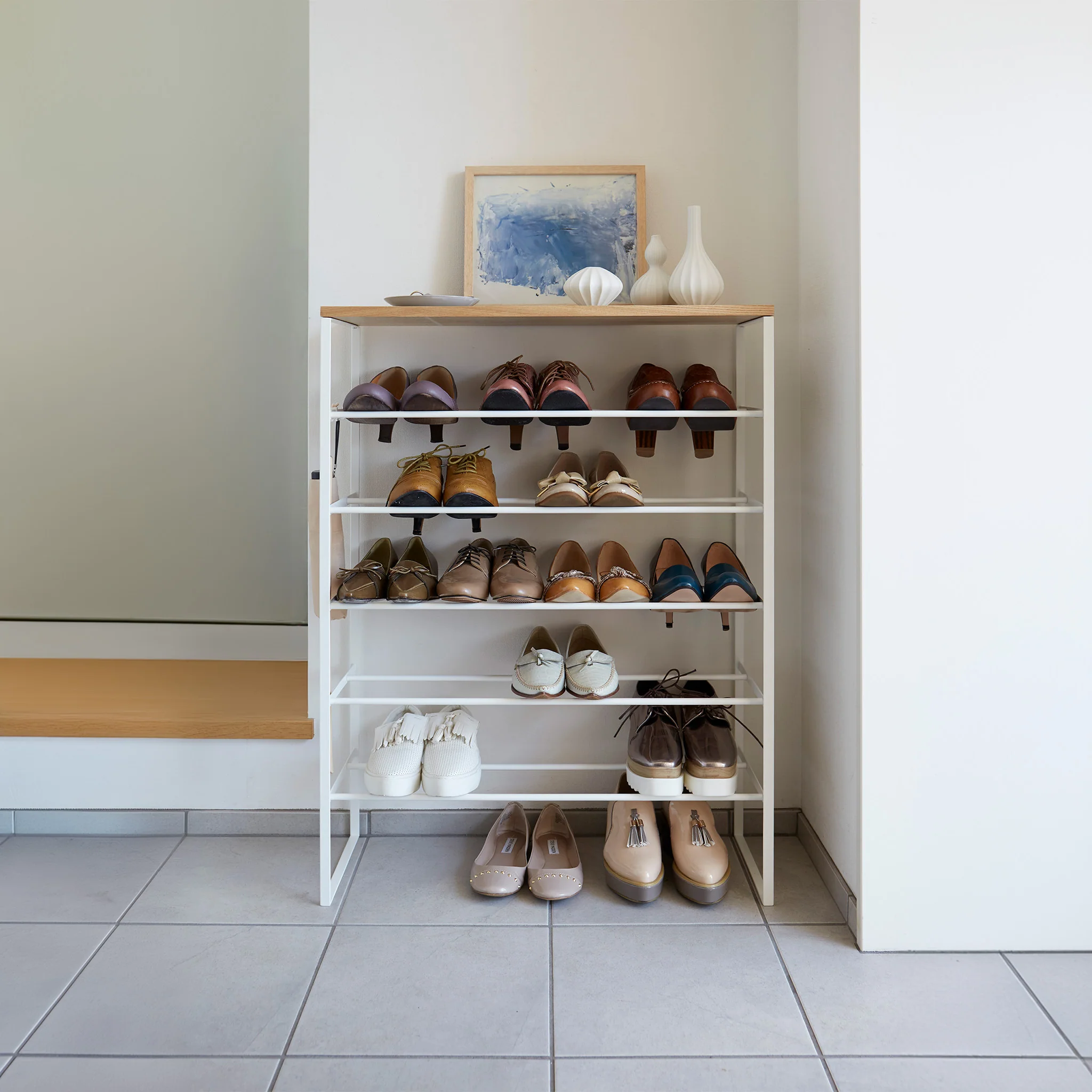 6-Tiered Wood-Top Shoe Rack - Image 6