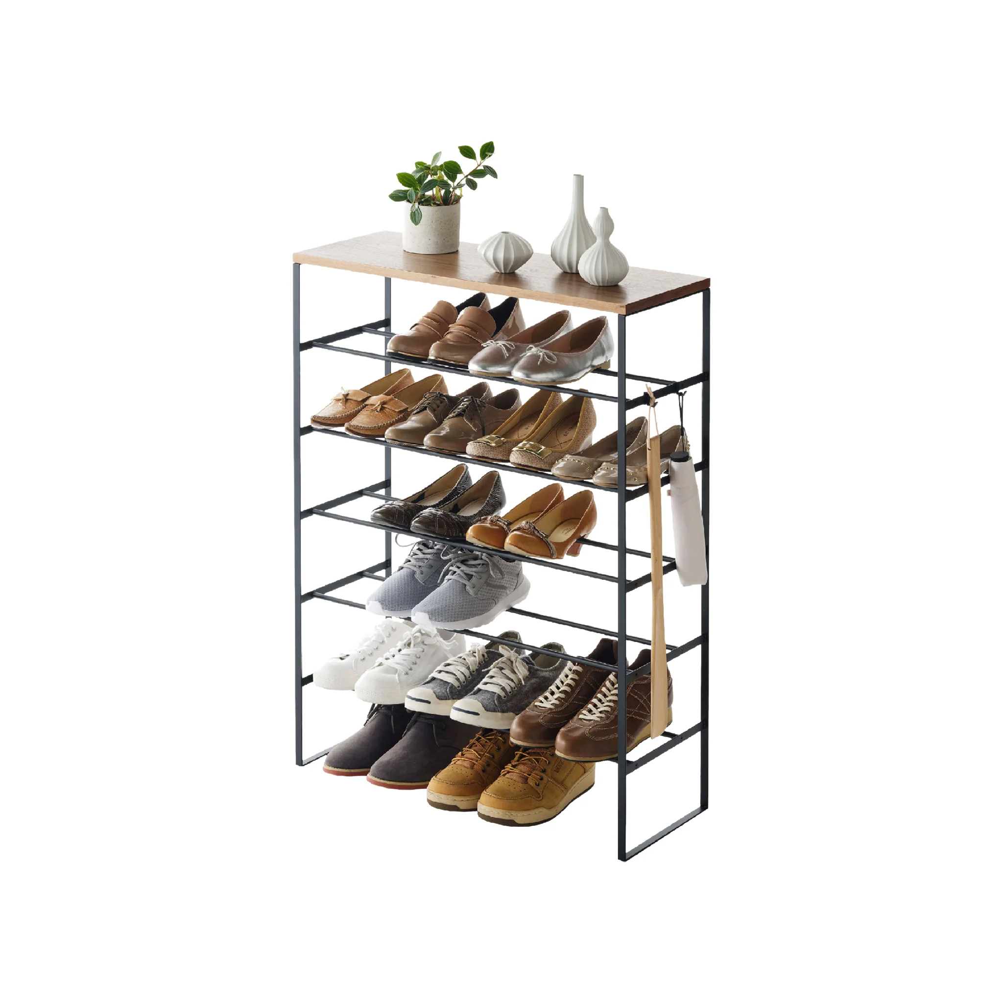 6-Tiered Wood-Top Shoe Rack - Image 7