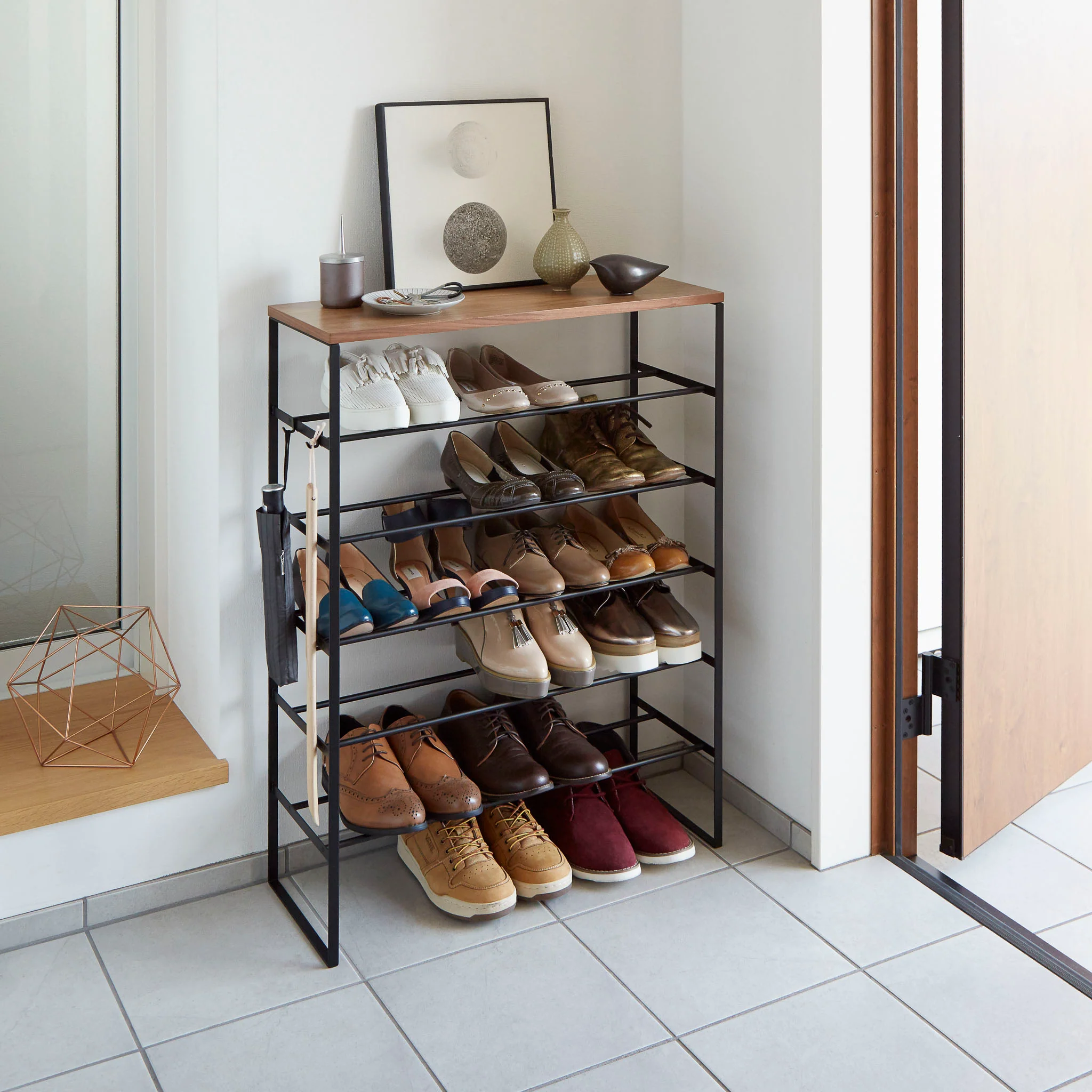 6-Tiered Wood-Top Shoe Rack - Image 8