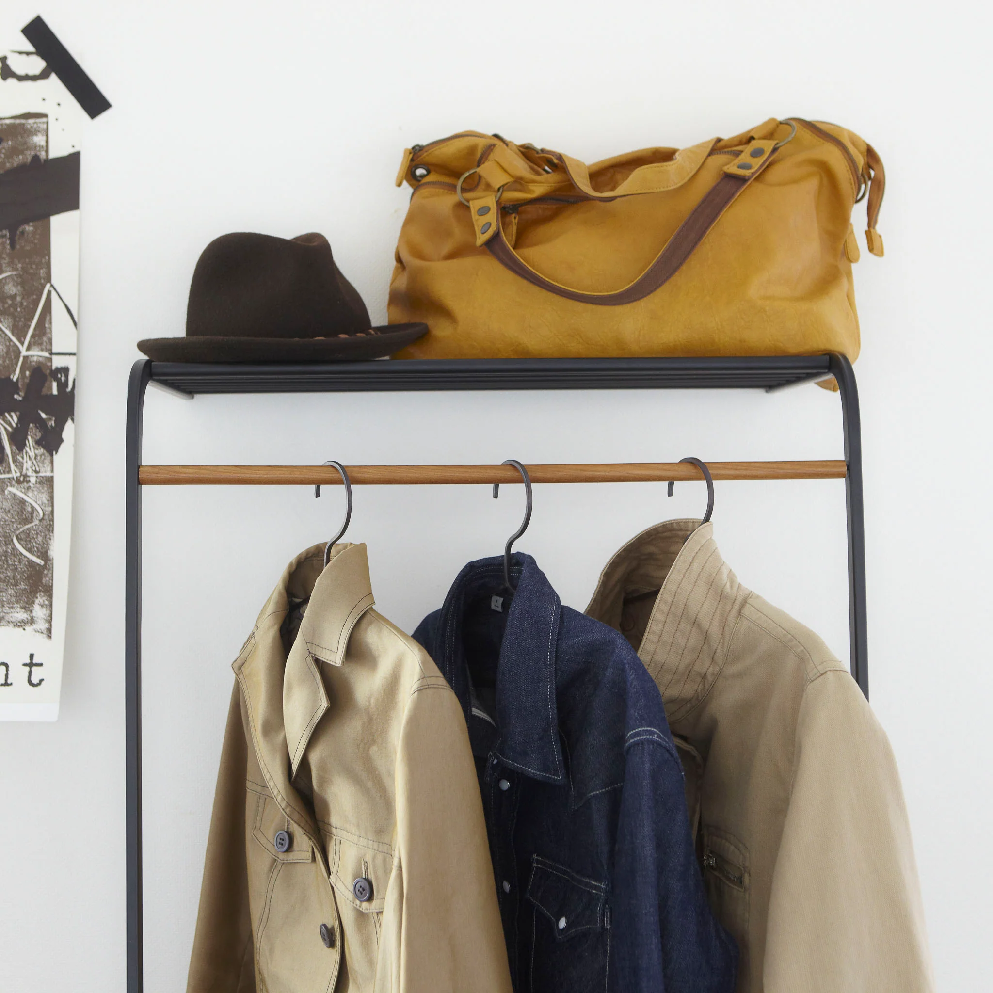 Leaning Coat Rack with Shelf - Image 3