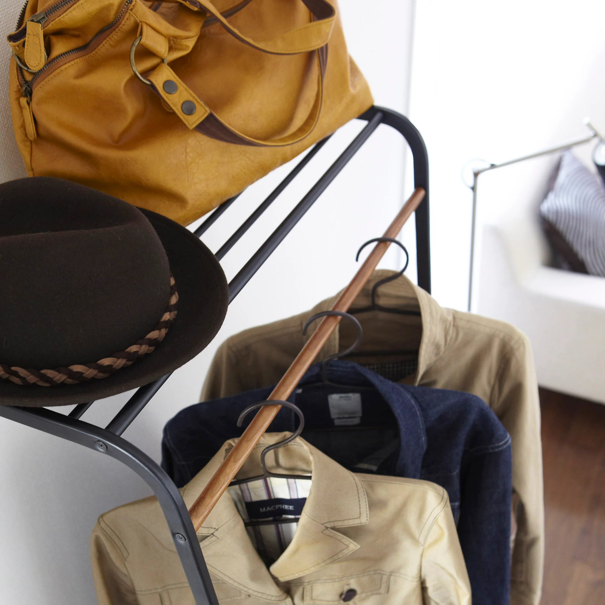 Leaning Coat Rack with Shelf - Image 4